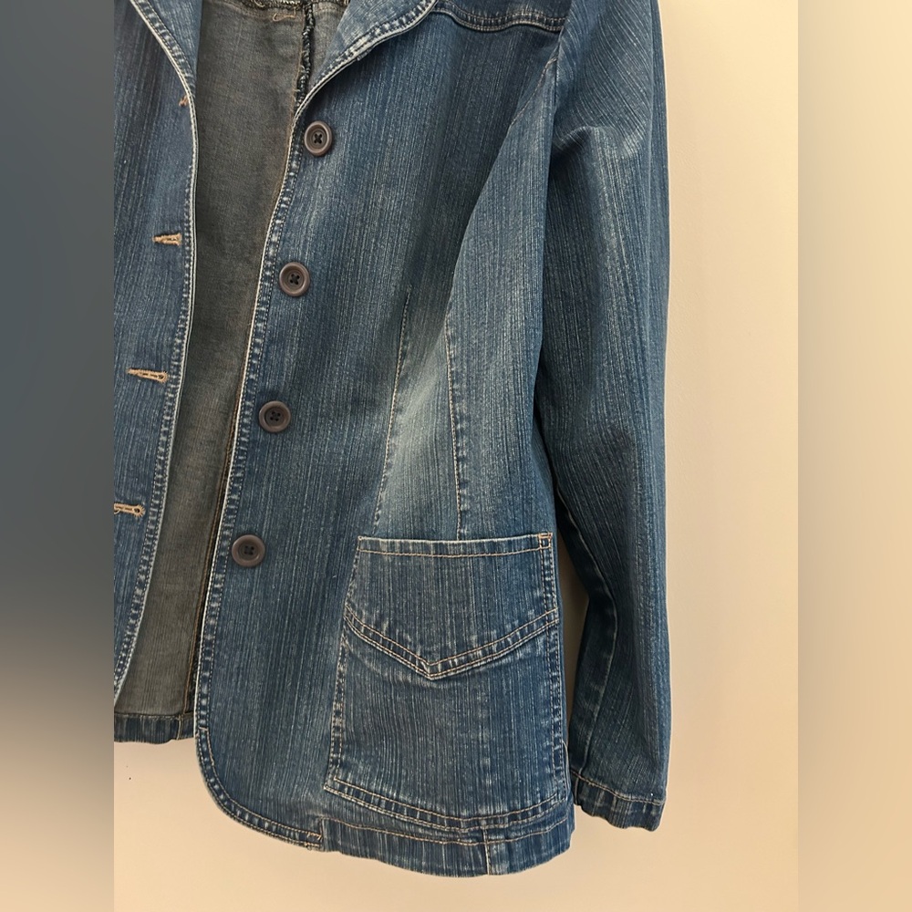 Covington Dark Blue Denim Blazer, Jean Jacket, Size 18W - Picture 5 of 11